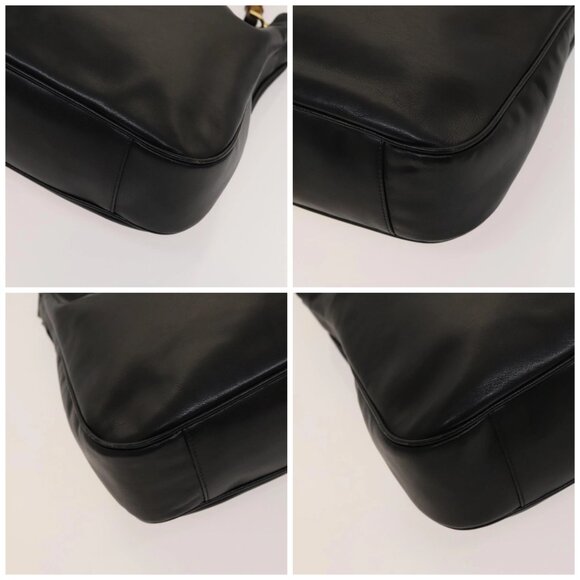 GUCCI Bamboo Hand Bag Leather 2way Black Gold Auth ep9886 - Picture 15 of 16